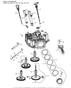 Kt745-3099 Crankcase Diagram and Parts List for KT745-3099  Cub Cadet Engine